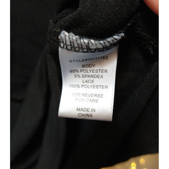 ALISON ANDREWS WOMENS SMALL BLACK SHIRT POLKA DOT MESH PUFF SHORT SLEEVE CASUAL - Picture 5 of 6